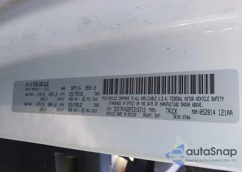 2015 Ram Promaster 1500 Low Roof z USA, uszkodzony, nr VIN 3C6TRVNG9FE516712